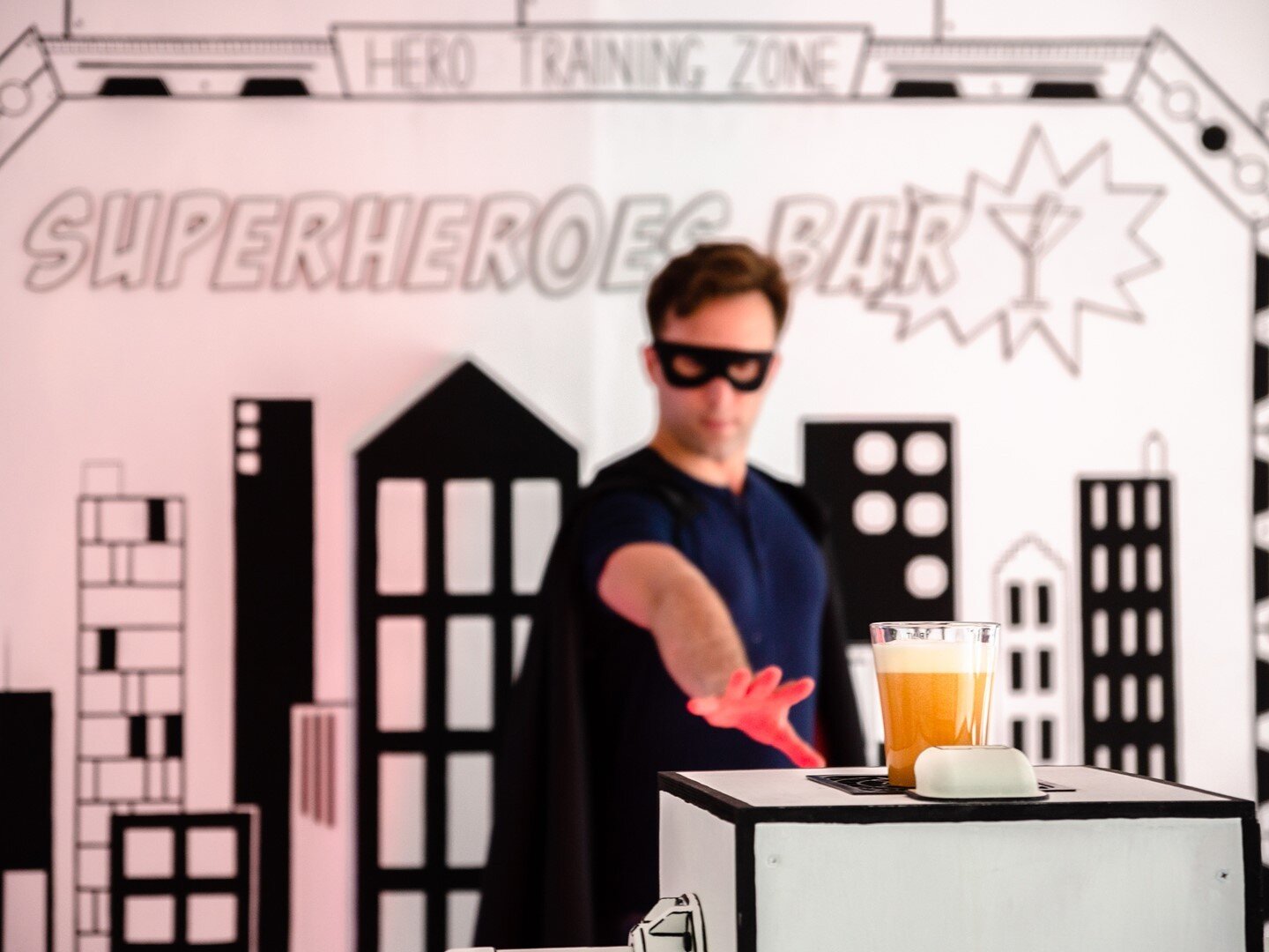 💥Power Training 101: After receiving a mask and cape, you begin your tutelage by flexing your burgeoning superpowers and pouring a welcome drink by striking a superpose⚡You are then led to an interactive work station where you will brew 2 interactive drinks 🧪
 #design #newvenue #hoxton #hoxtonstreet #superheroes #superheroesbar #cocktailmaking #kapow #openlondon #experiencebar #hero #villain #eastlondon #power #workstation #training #masks #superpower #drinks #flexing #powertraining #training101 #superpowers #capes #strike